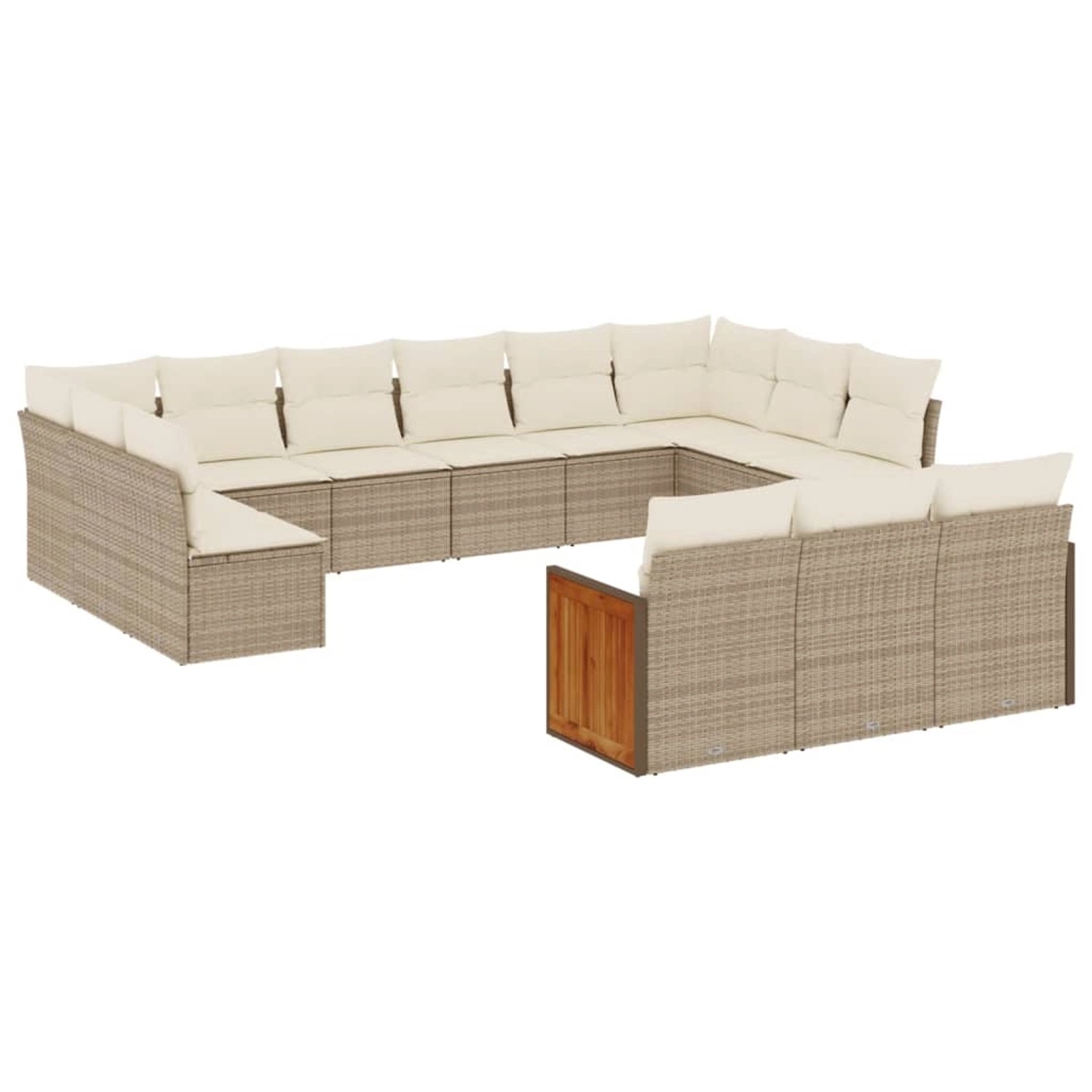 vidaXL 13-Tlg Garten-Sofagarnitur mit Kissen Beige Poly Rattan 3260539 günstig online kaufen