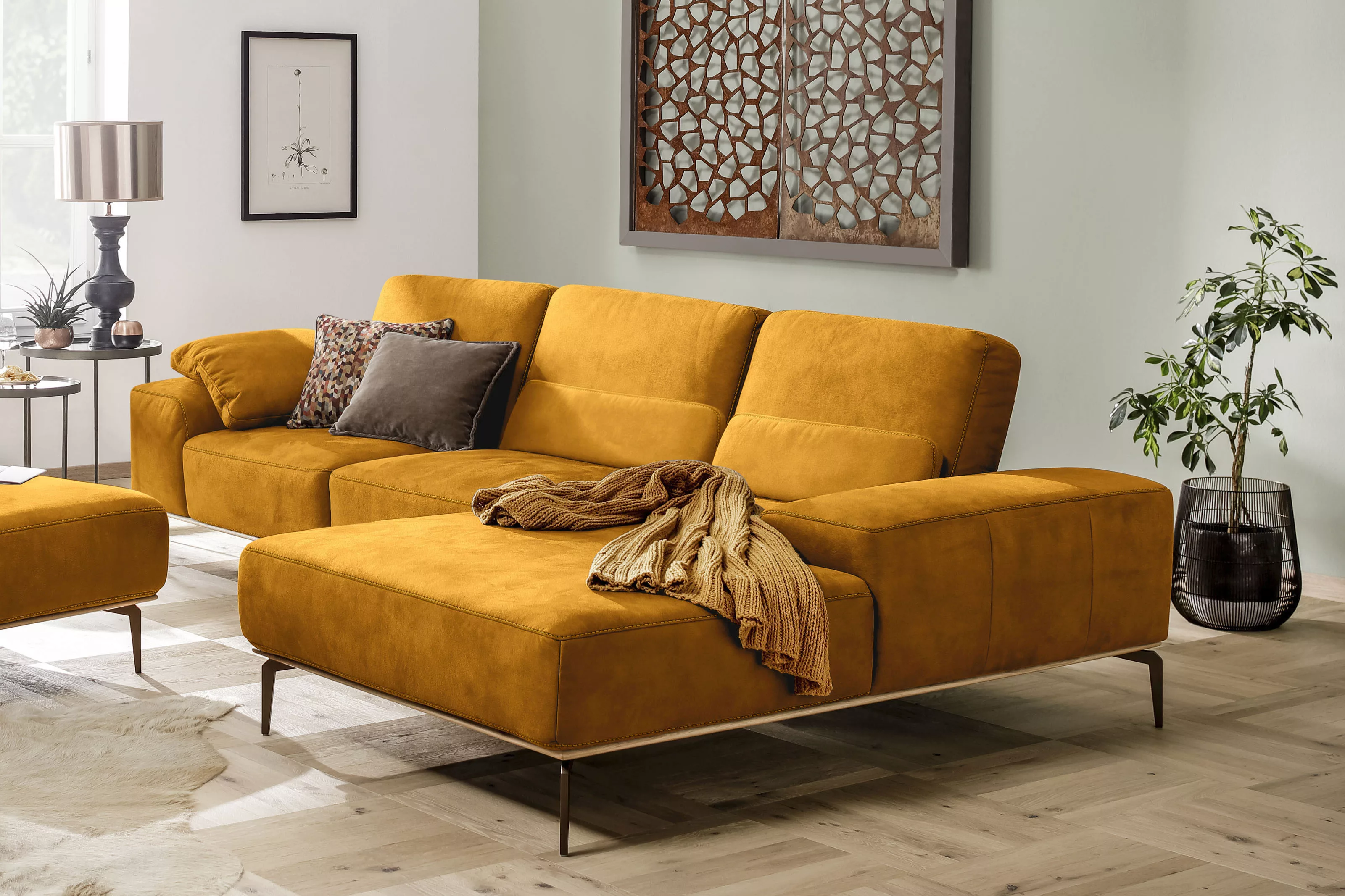 W.SCHILLIG Ecksofa run, mit Holzsockel, Füße in Bronze pulverbeschichtet, B günstig online kaufen