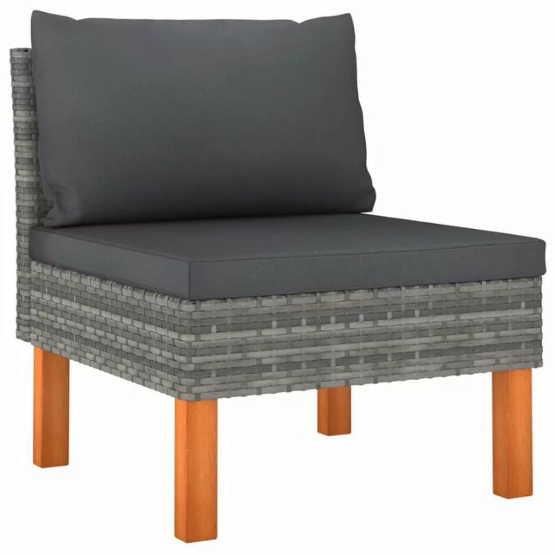 Mittelsofa Poly Rattan Und Eukalyptus Massivholz günstig online kaufen