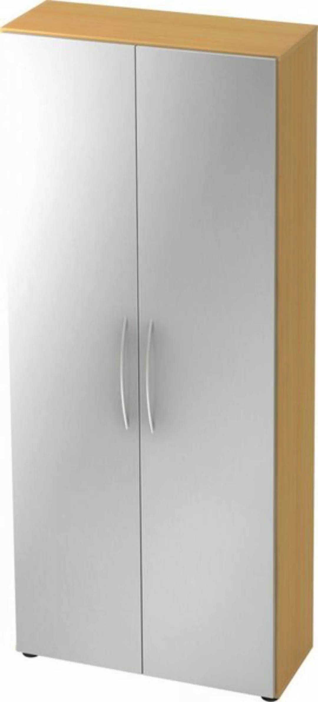 Aktenschrank Schrank Basic 5 OH BxTxH 80x33x188cm Griff BM Nussbaum/Silber günstig online kaufen