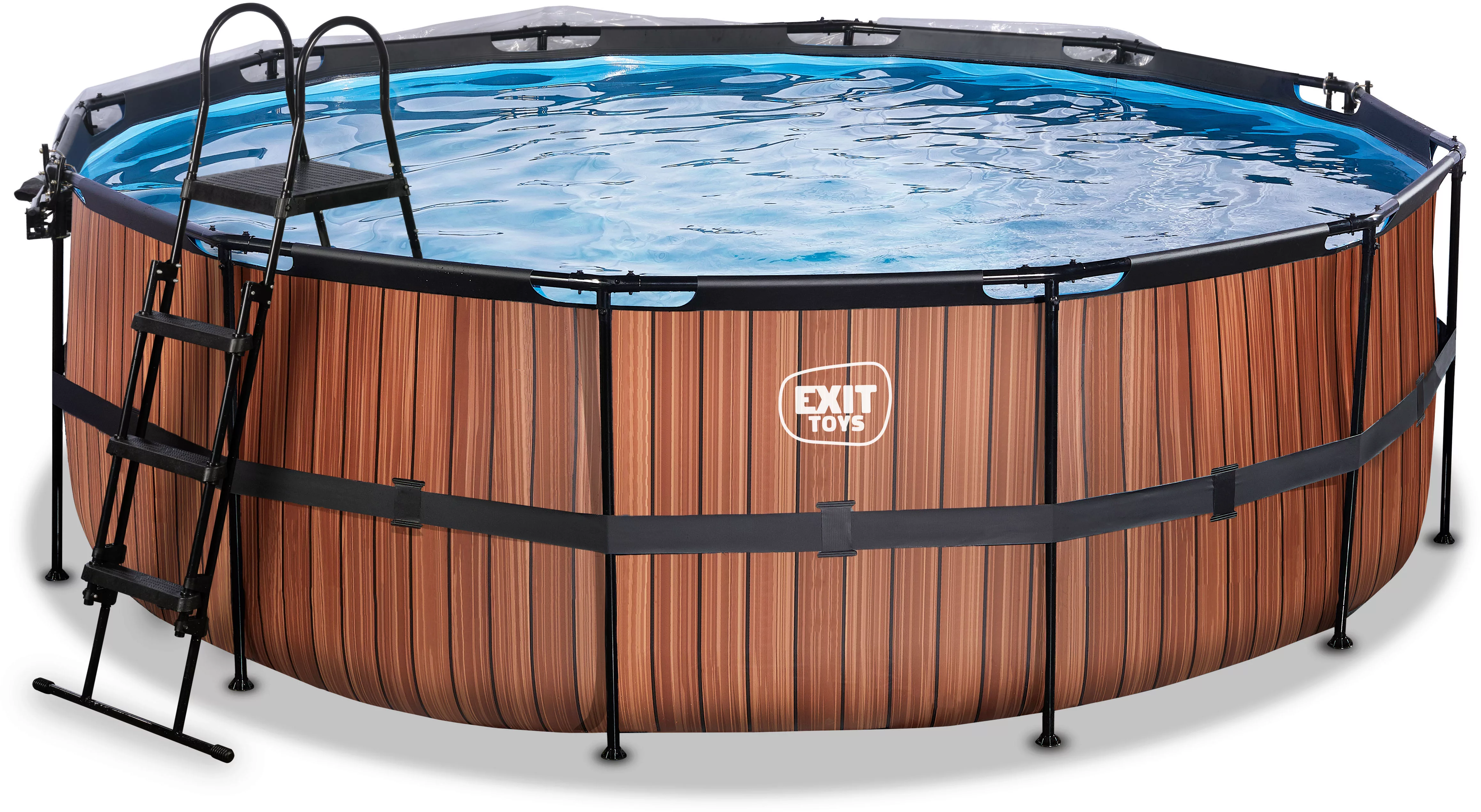 EXIT Framepool "Wood Pool øxH: 427x122cm", mit Sandfilterpumpe und Abdeckun günstig online kaufen