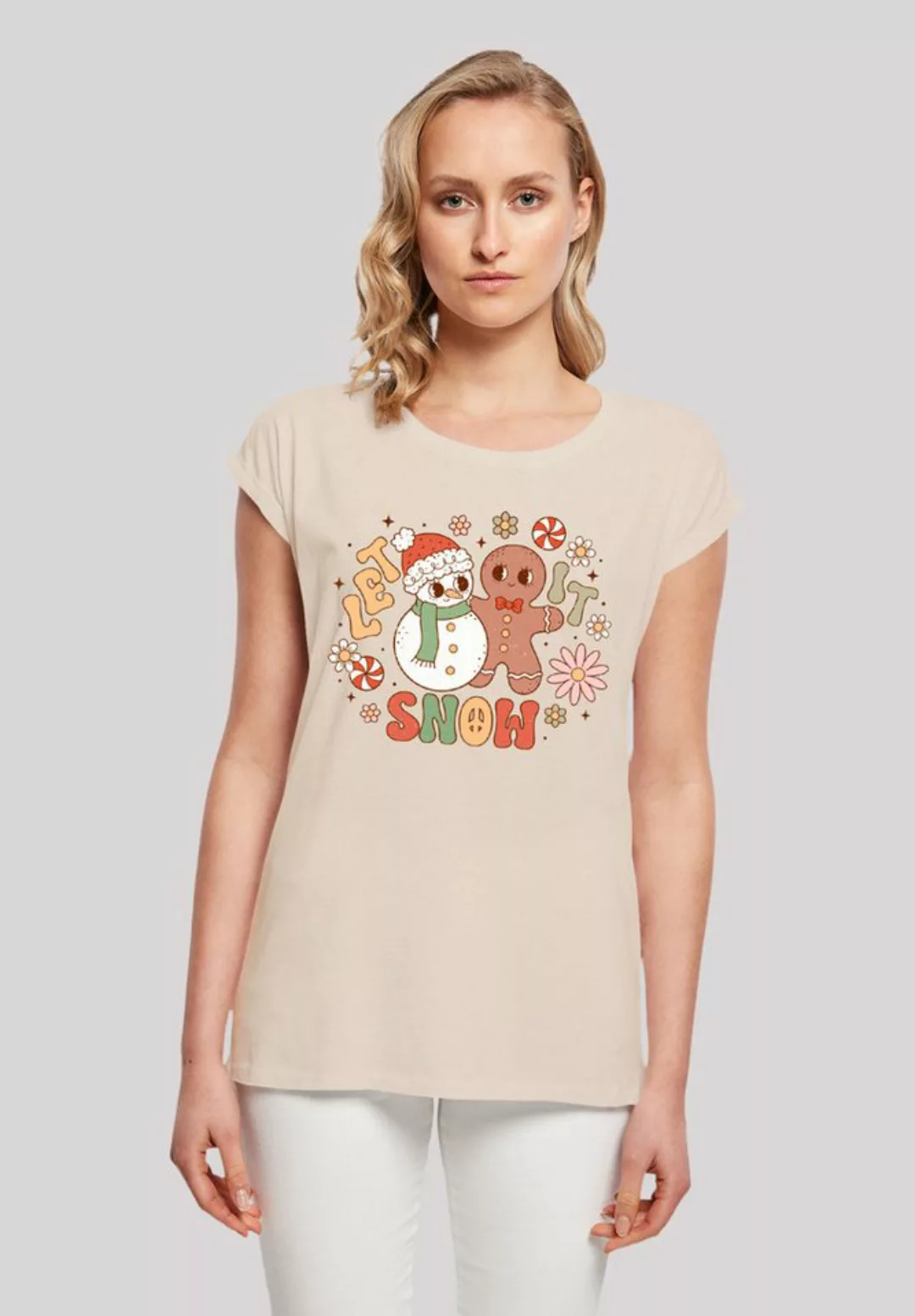 F4NT4STIC T-Shirt Let It Snow Weihnachten Gingerbread Premium Qualität, Wei günstig online kaufen