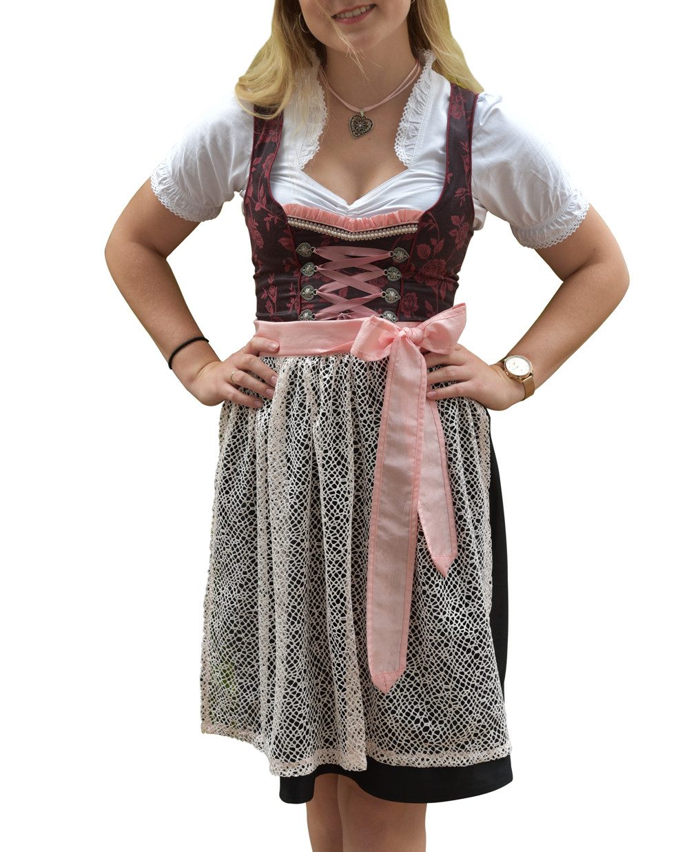 Entari Dirndl 528GT Trachtenkleid Bordo geblümt günstig online kaufen