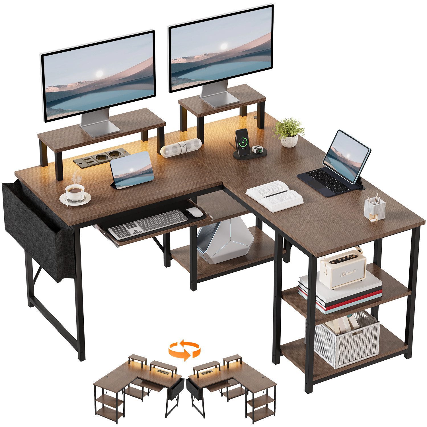 GUNJI Gamingtisch 140*140 cm L-förmiger Computertisch günstig online kaufen