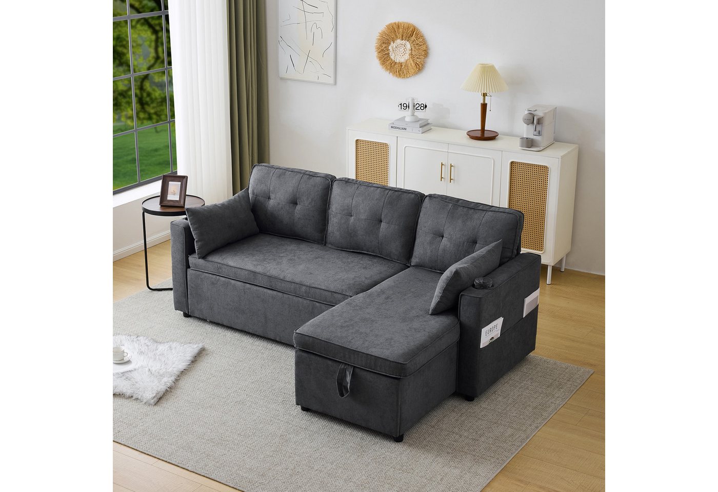 HAUSS SPLOE Sofa Schlafsofa Polstersofa mit Stauraum, Getränkehalter, Seite günstig online kaufen