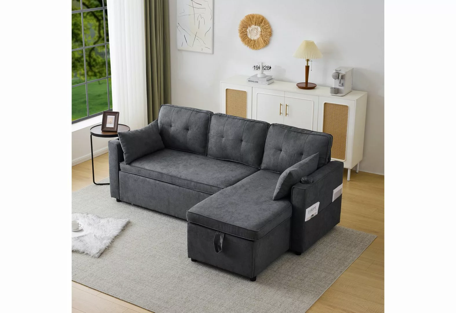 HAUSS SPOLE Sofa Schlafsofa Polstersofa mit Stauraum, Getränkehalter, Seite günstig online kaufen