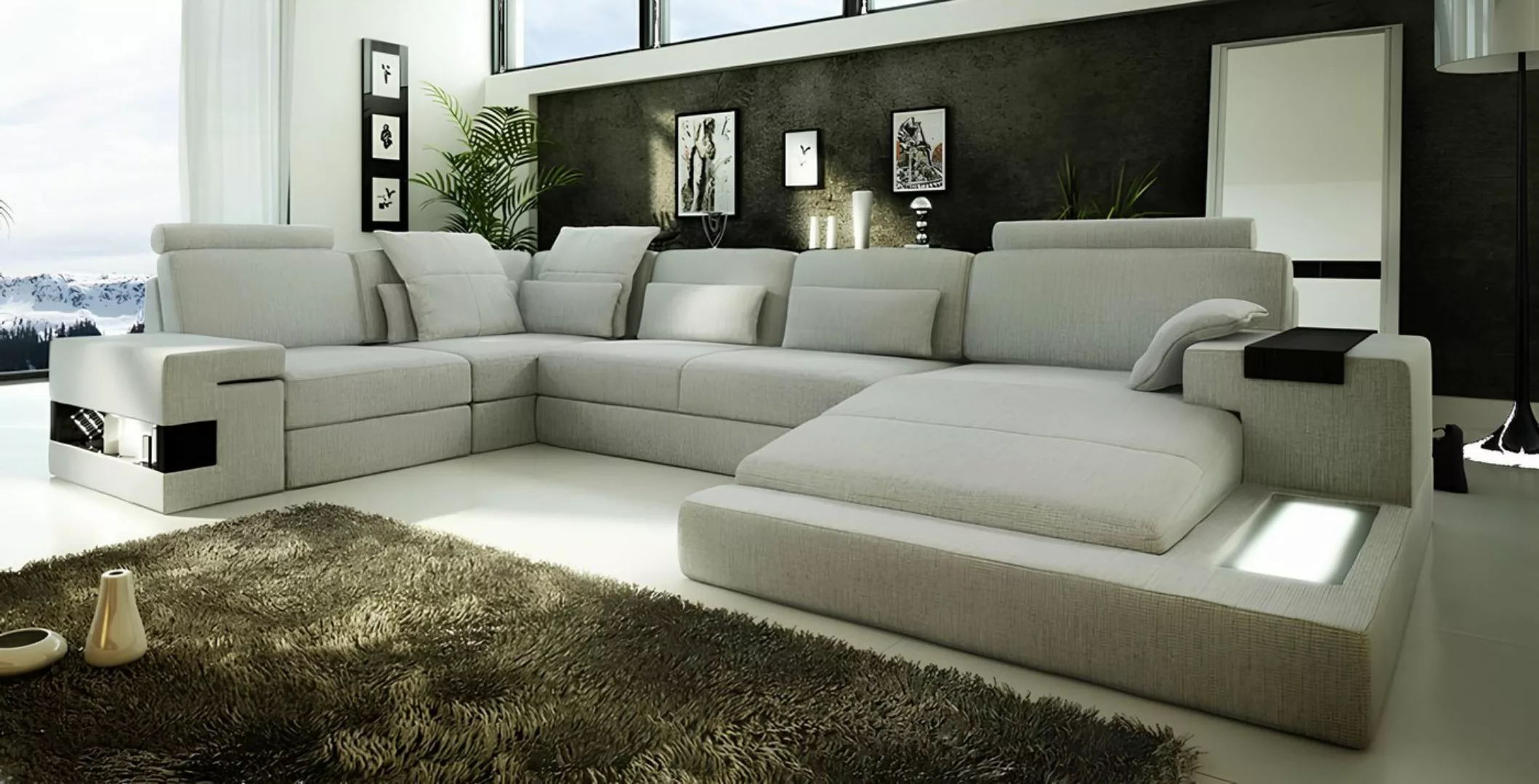 Xlmoebel Ecksofa Ecksofa mit USB-Anschluss und modernem Design, Polstergarn günstig online kaufen