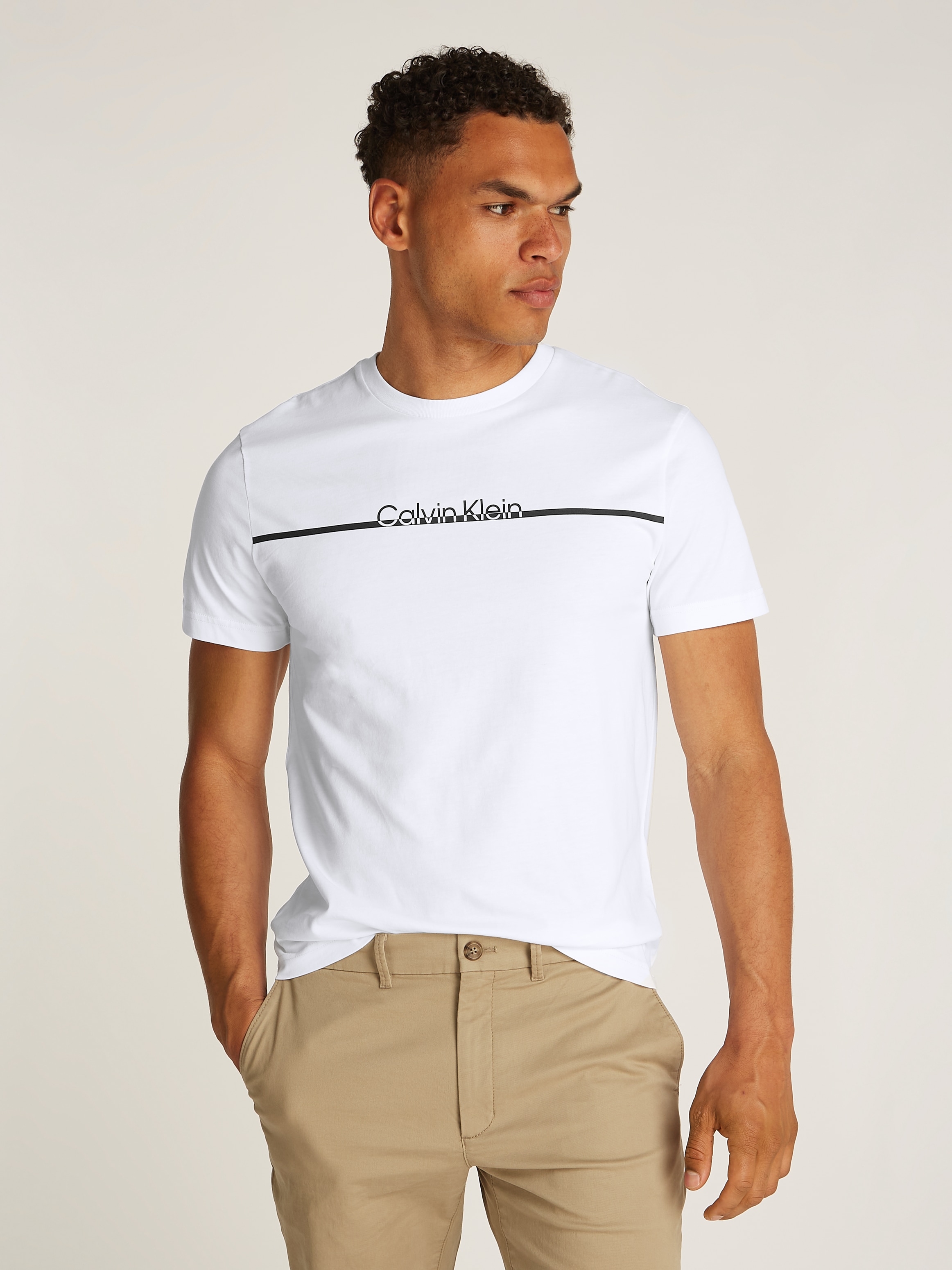 Calvin Klein Rundhalsshirt SPLIT LINE LOGO T-SHIRT mit Logoprint günstig online kaufen