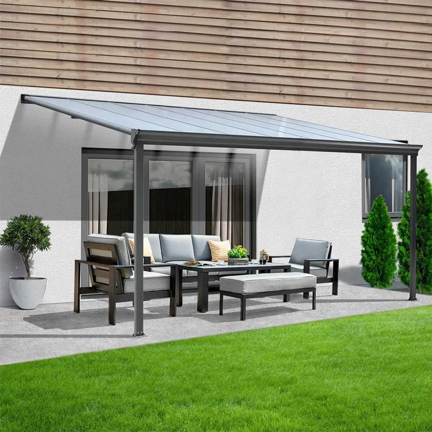 Home Deluxe Terrassenüberdachung Solis Alu 312 x 303 x 226 / 278 cm Anthraz günstig online kaufen