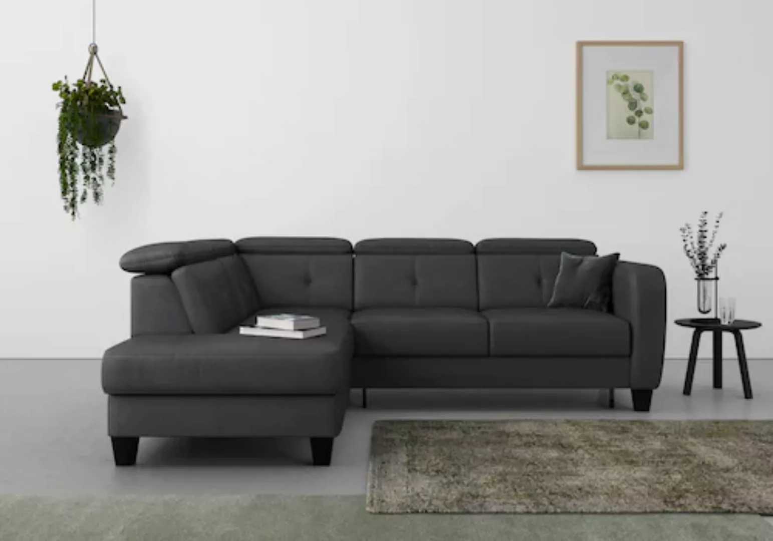 sit&more Ecksofa "Belluci L-Form", inklusive Federkern, wahlweise mit Bettf günstig online kaufen