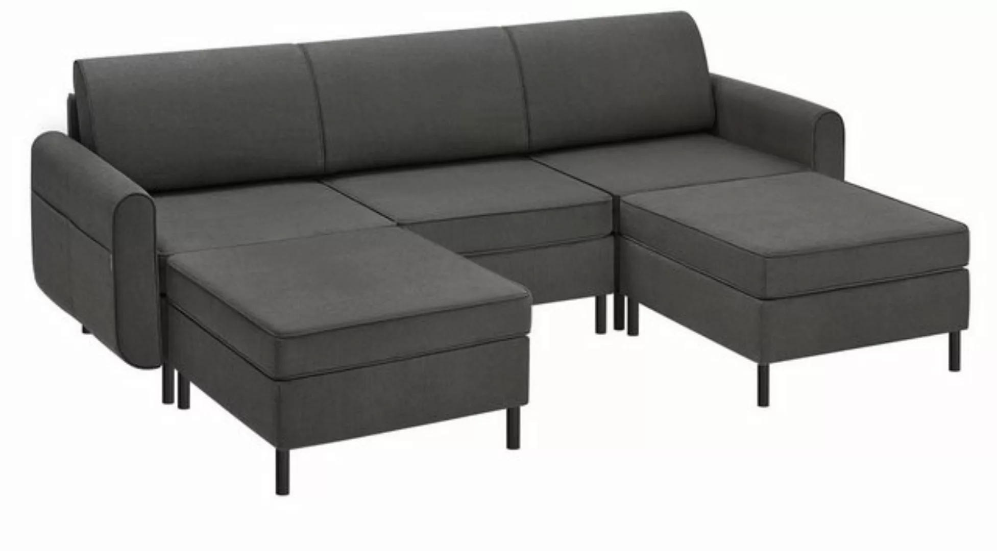 SONGMICS HOME 3-Sitzer, 5 Teile, Modulares Sofa, 5-Sitzer, Schlafsofa, U-fö günstig online kaufen