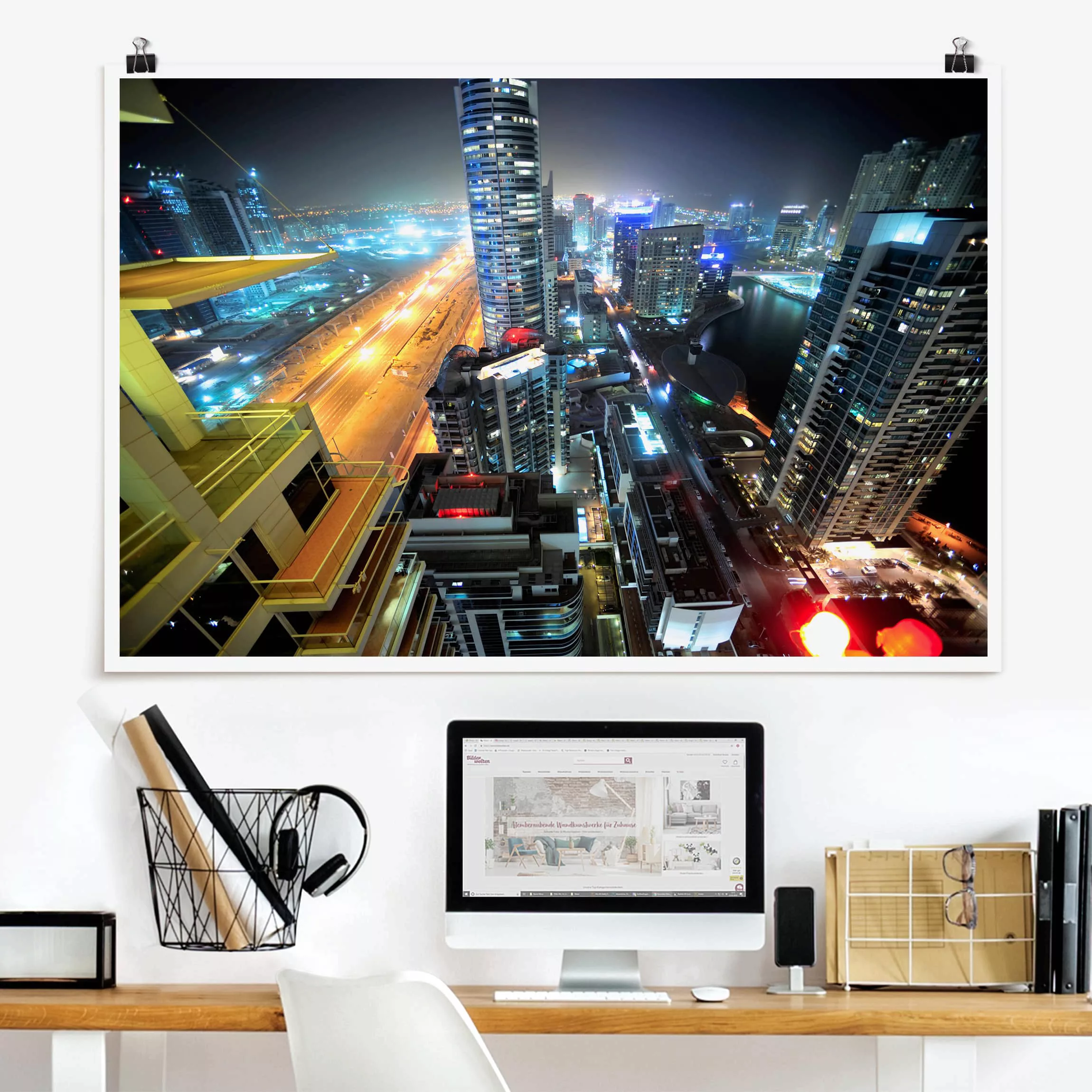 Poster Architektur & Skyline - Querformat Dubai Lights günstig online kaufen