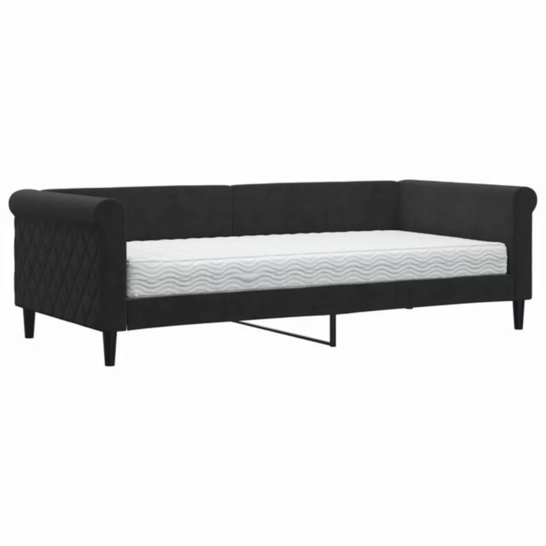 vidaXL Gästebett Gästebett Tagesbett mit Matratze Schwarz 90x200 cm Samt Be günstig online kaufen