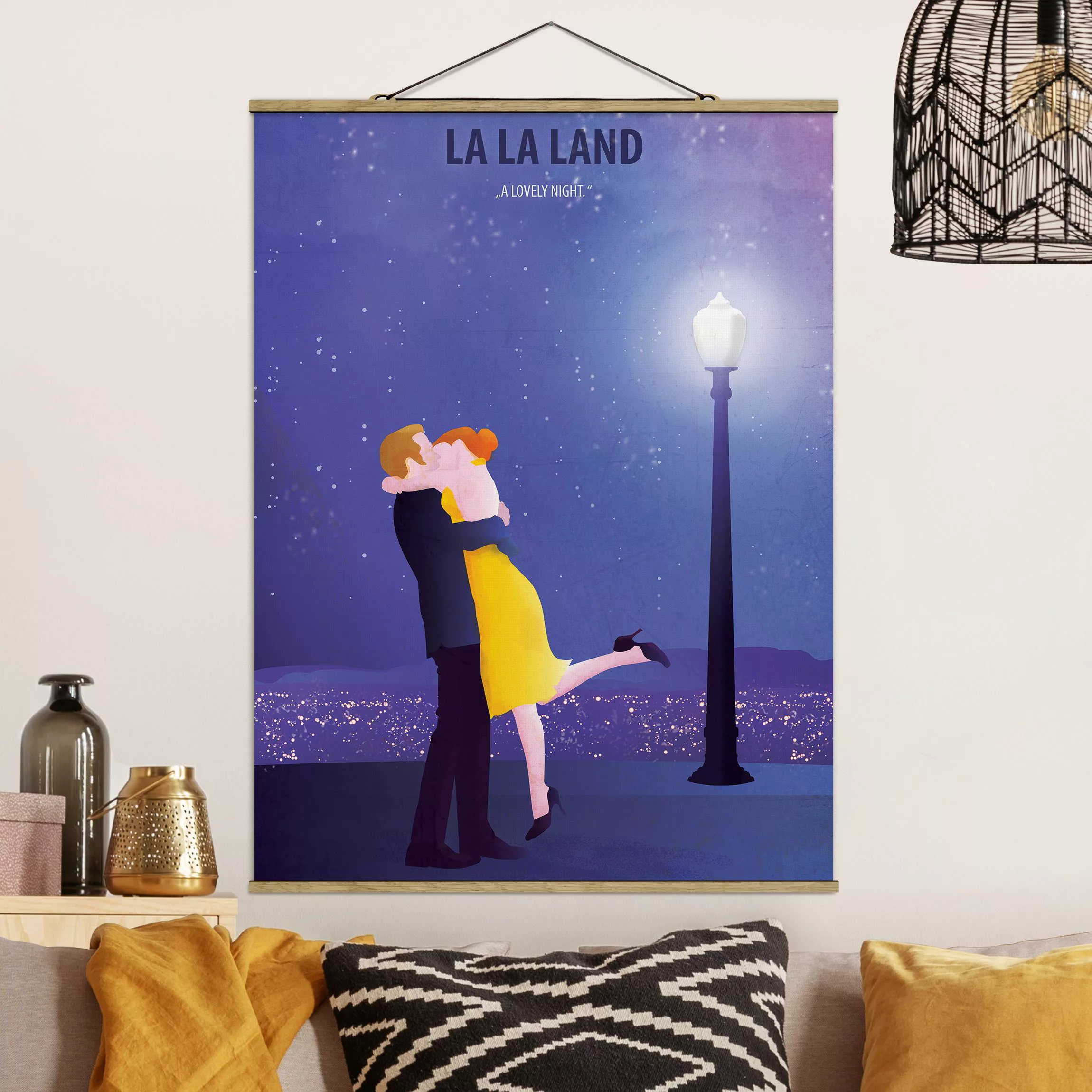 Stoffbild Portrait mit Posterleisten - Hochformat Filmposter La La Land II günstig online kaufen