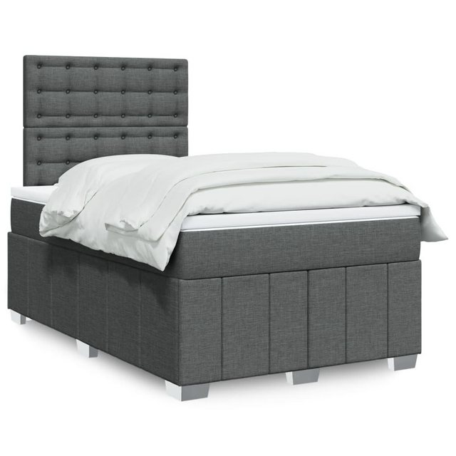 vidaXL Boxspringbett, Boxspringbett mit Matratze Dunkelgrau 120x200 cm Stof günstig online kaufen