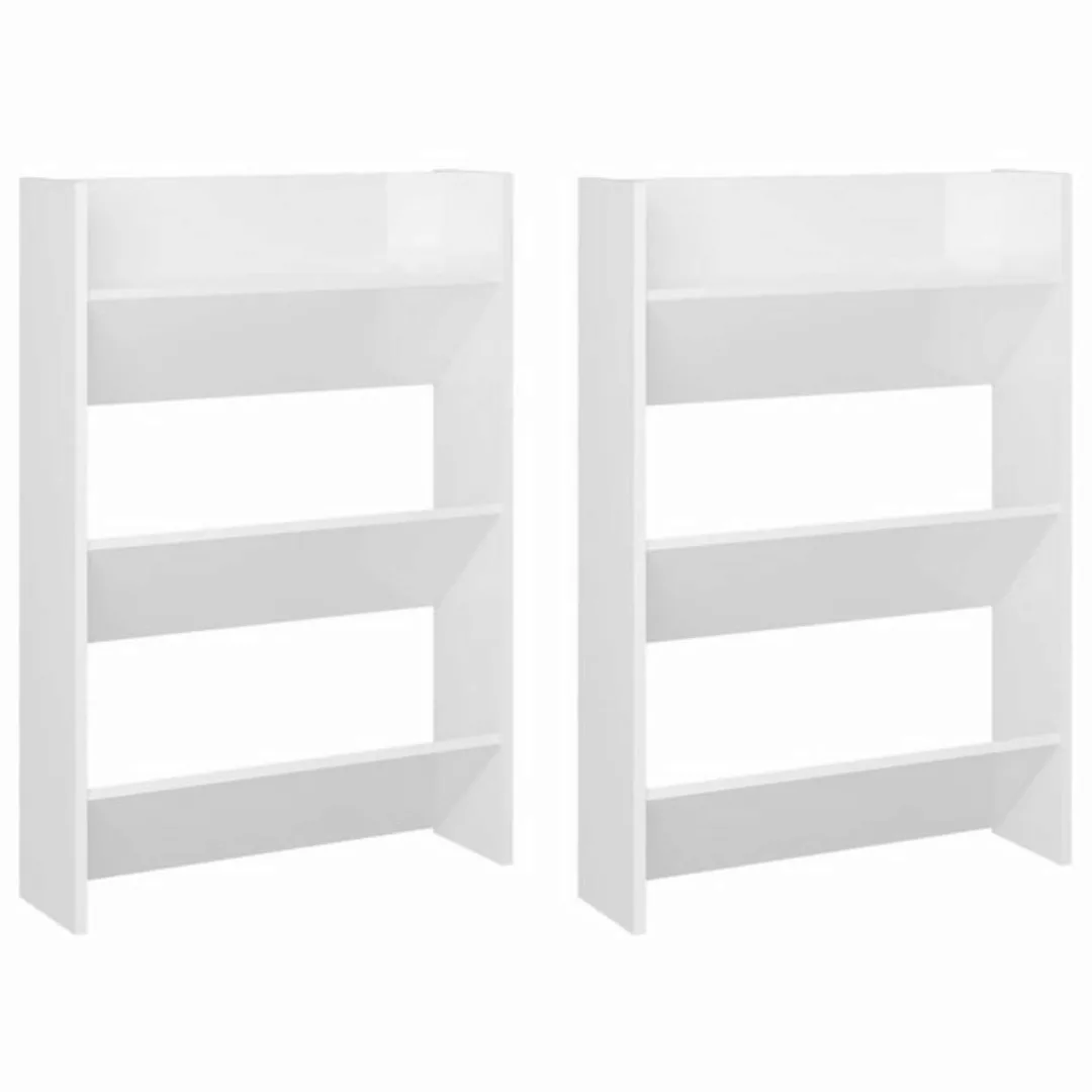 furnicato Hängeschuhschrank Wand-Schuhschränke 2 Stk. Hochglanz-Weiß 60x18x günstig online kaufen