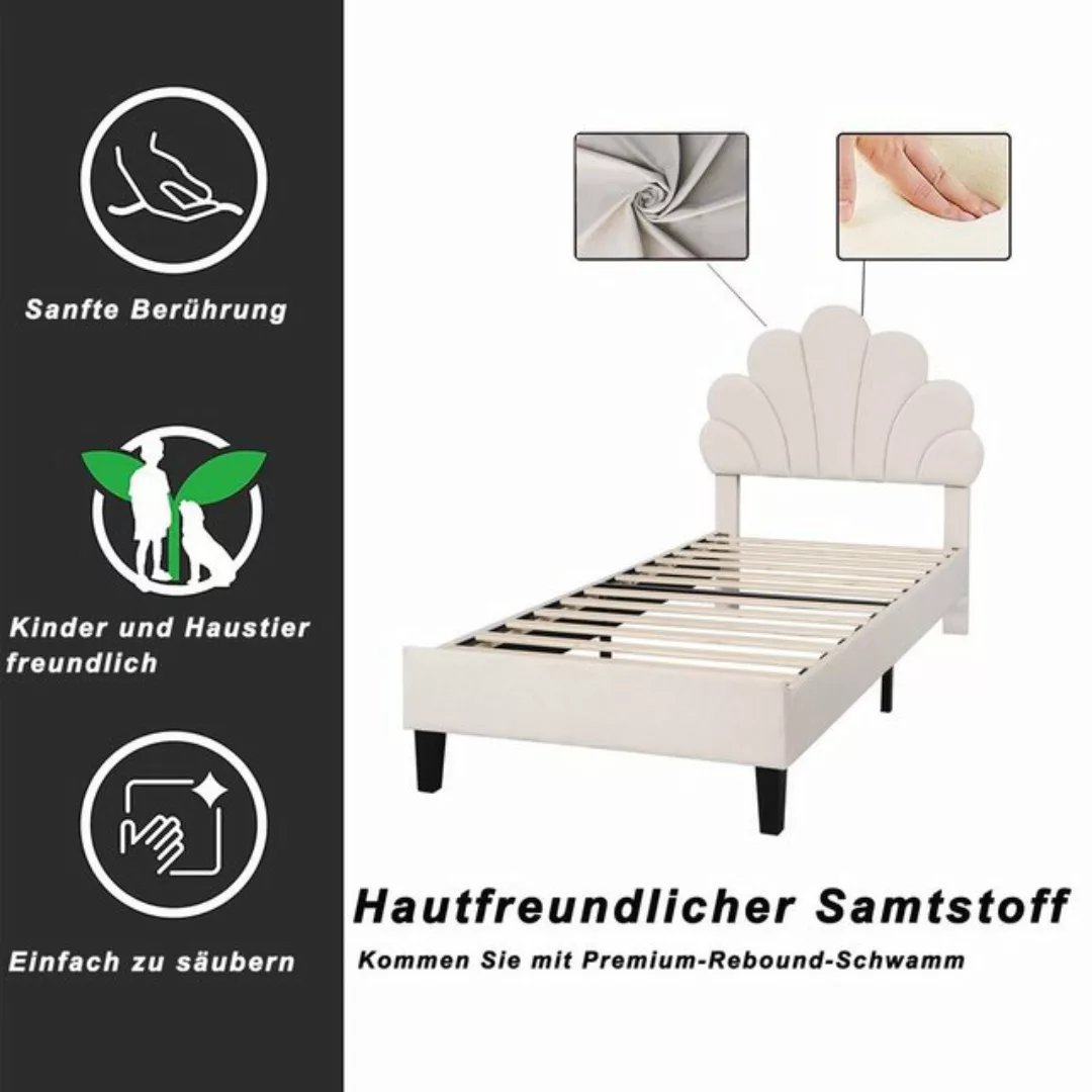 Fangqi Polsterbett 90 x 200 cm gepolstertes Einzelbett, Jugendbett mit gebl günstig online kaufen