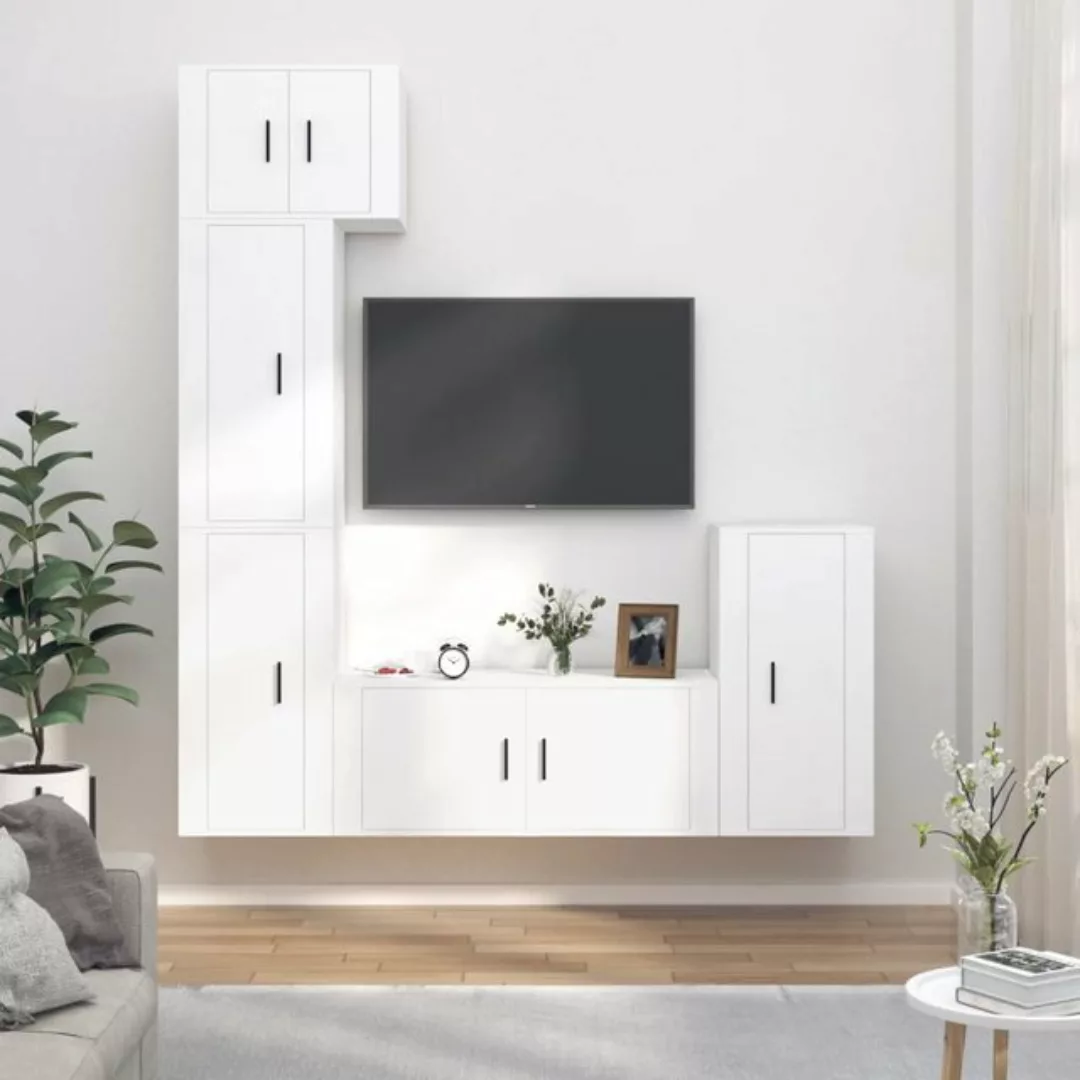 Vidaxl 5-tlg. Tv-schrank-set Weiß Holzwerkstoff günstig online kaufen