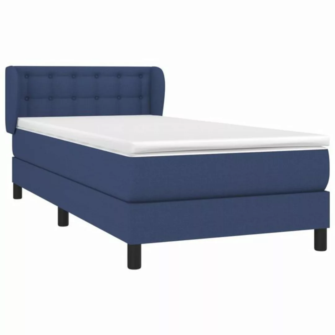 vidaXL Bett Boxspringbett mit Matratze Blau 90x200 cm Stoff günstig online kaufen