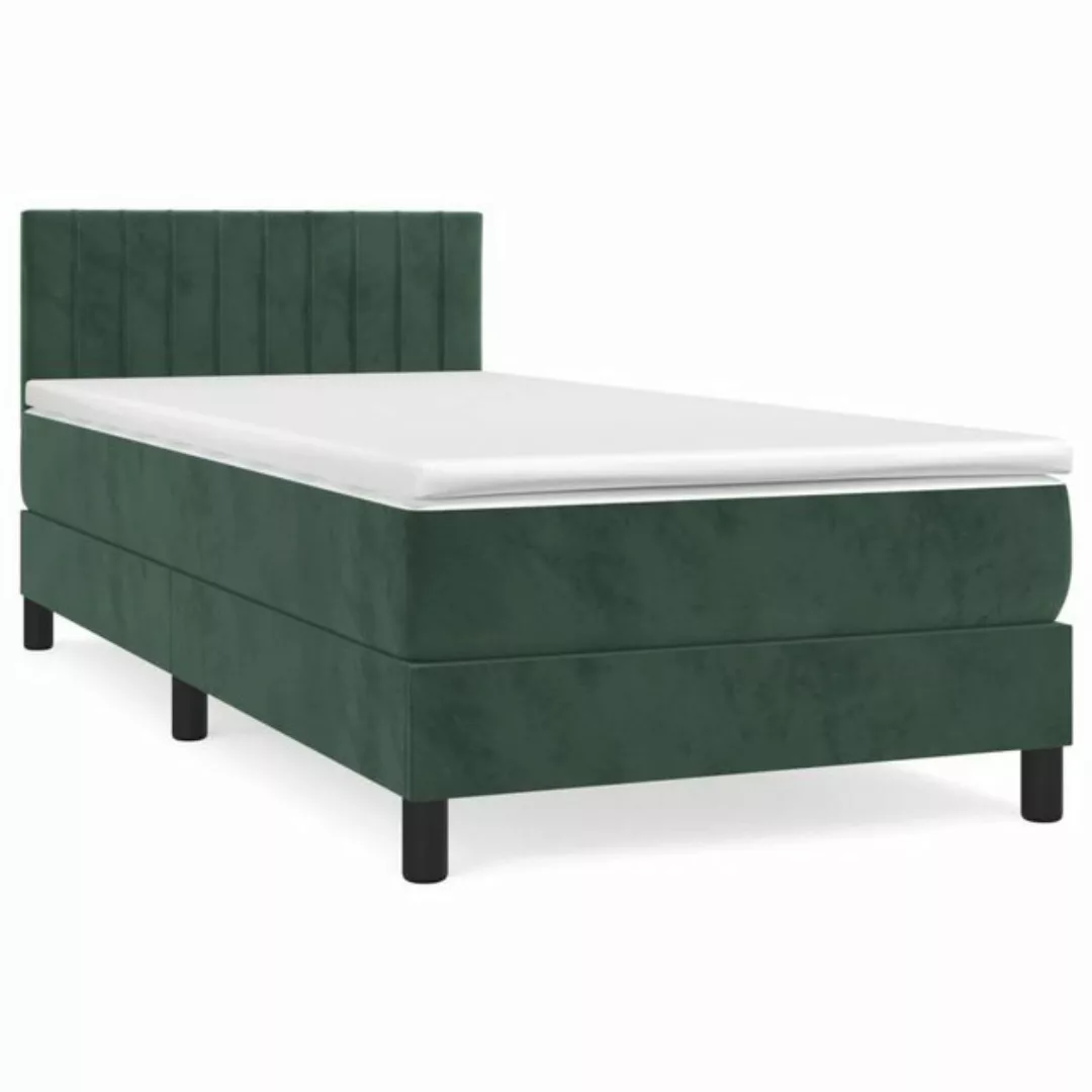 vidaXL Boxspringbett Boxspringbett mit Matratze Dunkelgrün 90x200 cm Samt B günstig online kaufen