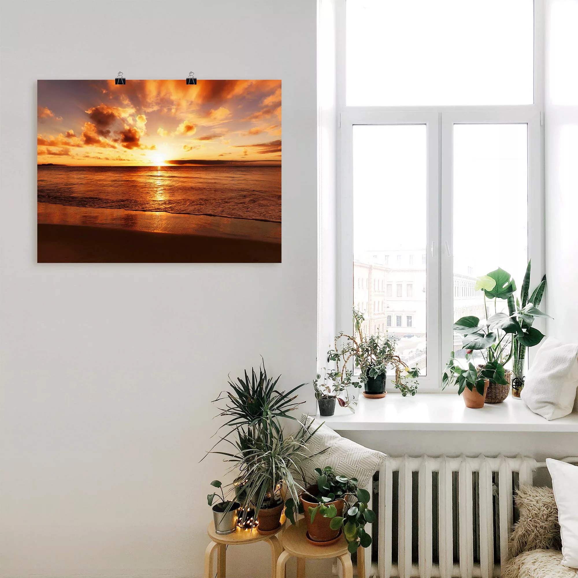 Artland Wandbild »Schöner Sonnenuntergang Strand«, Gewässer, (1 St.), als L günstig online kaufen