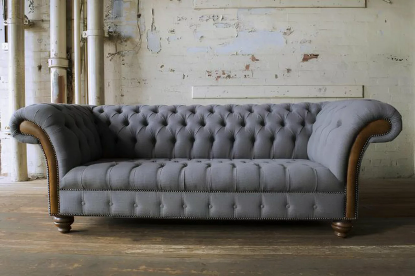 Xlmoebel Sofa Chesterfield XXL Sofa Sitzmöbel 3-Sitzer Polsterstoff Textil günstig online kaufen