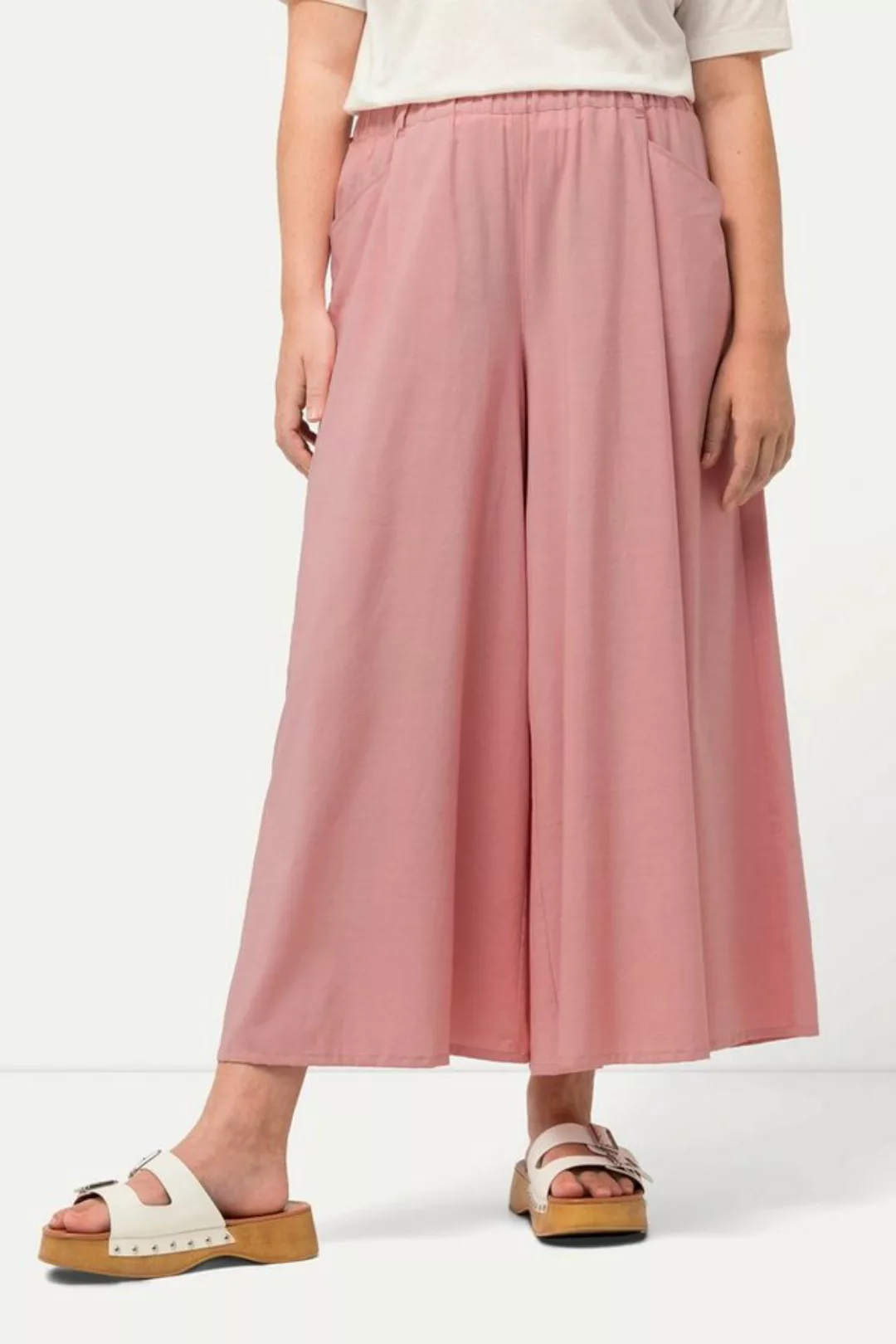 Ulla Popken Culotte 7/8-Hose weites Bein Elastikbund Biobaumwolle günstig online kaufen