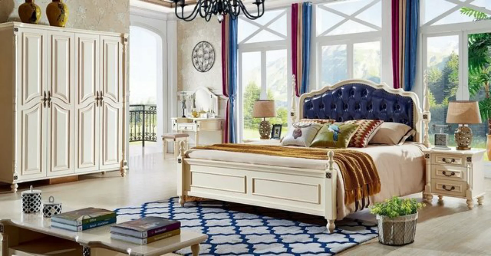 JVmoebel Bett Doppel Bett Klassische Betten Barock Leder Antik Stil Hotel S günstig online kaufen