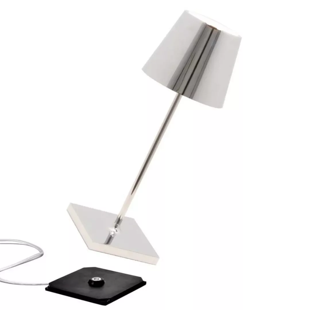 LED Akku Tischleuchte Poldina Mini in Silber 2,2W 200lm IP65 günstig online kaufen