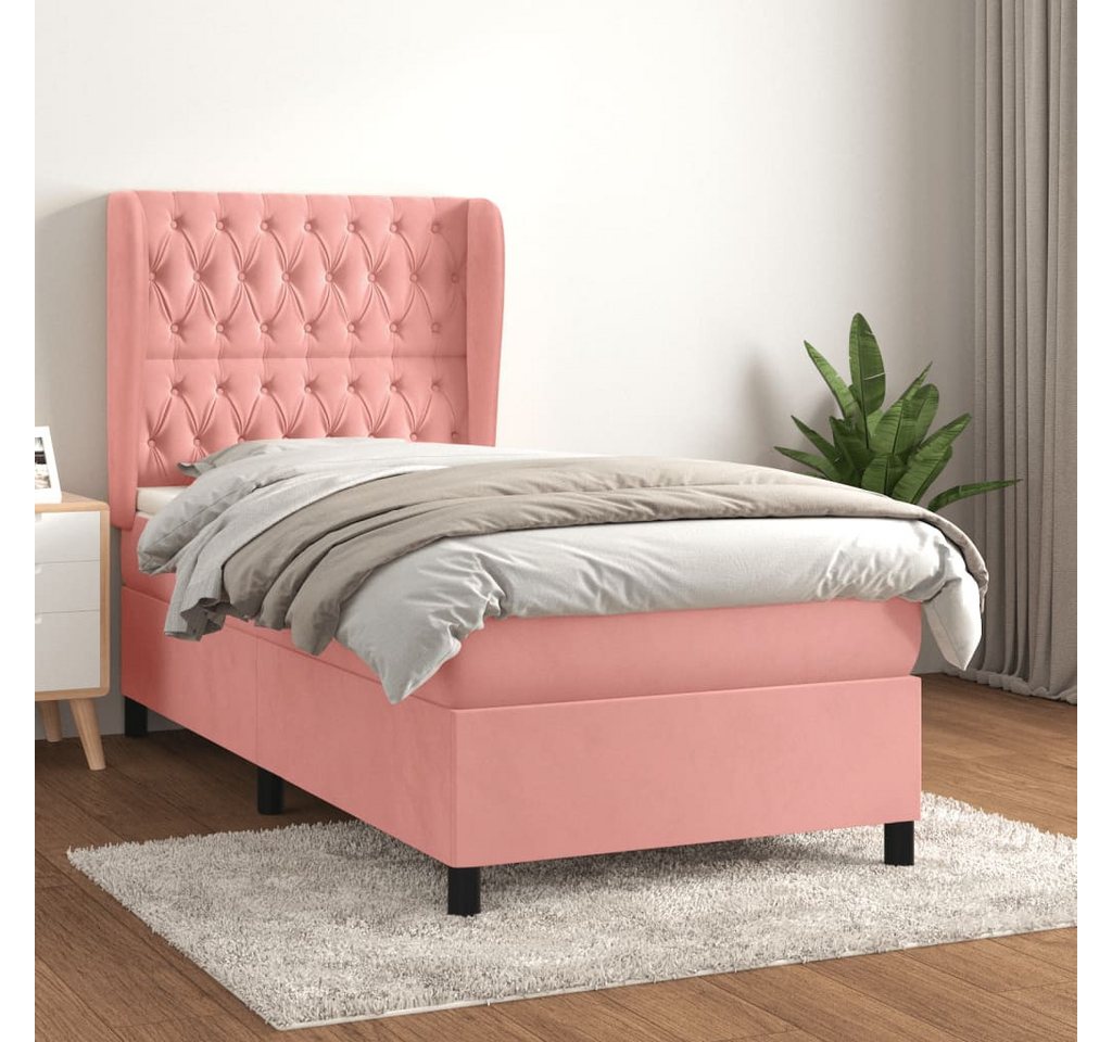 vidaXL Boxspringbett Boxspringbett mit Matratze Rosa 100x200 cm Samt Bett B günstig online kaufen