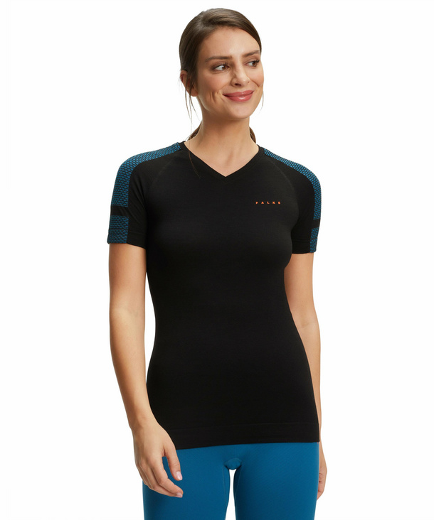 FALKE Trend Damen Kurzarmshirt Wool-Tech Light, XS, Schwarz, AnderesMuster, günstig online kaufen