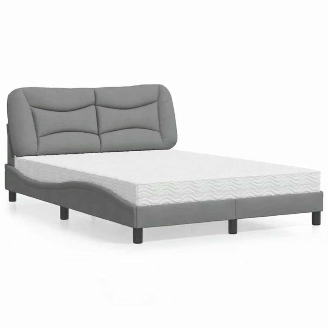 vidaXL Bettgestell Bett mit Matratze Hellgrau 120x200 cm Stoff Bett Bettges günstig online kaufen