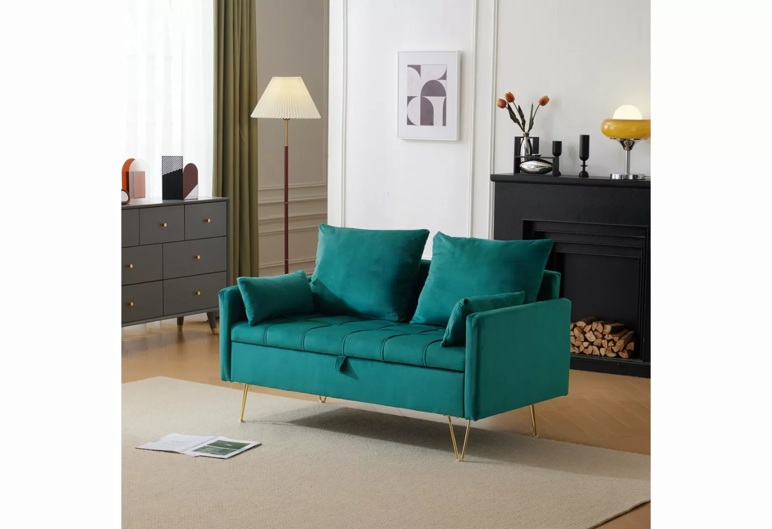 HAUSS SPLOE Ecksofa 2 Sitzer Polstersofa Relaxsofa mit Stauraum und Kissen, günstig online kaufen