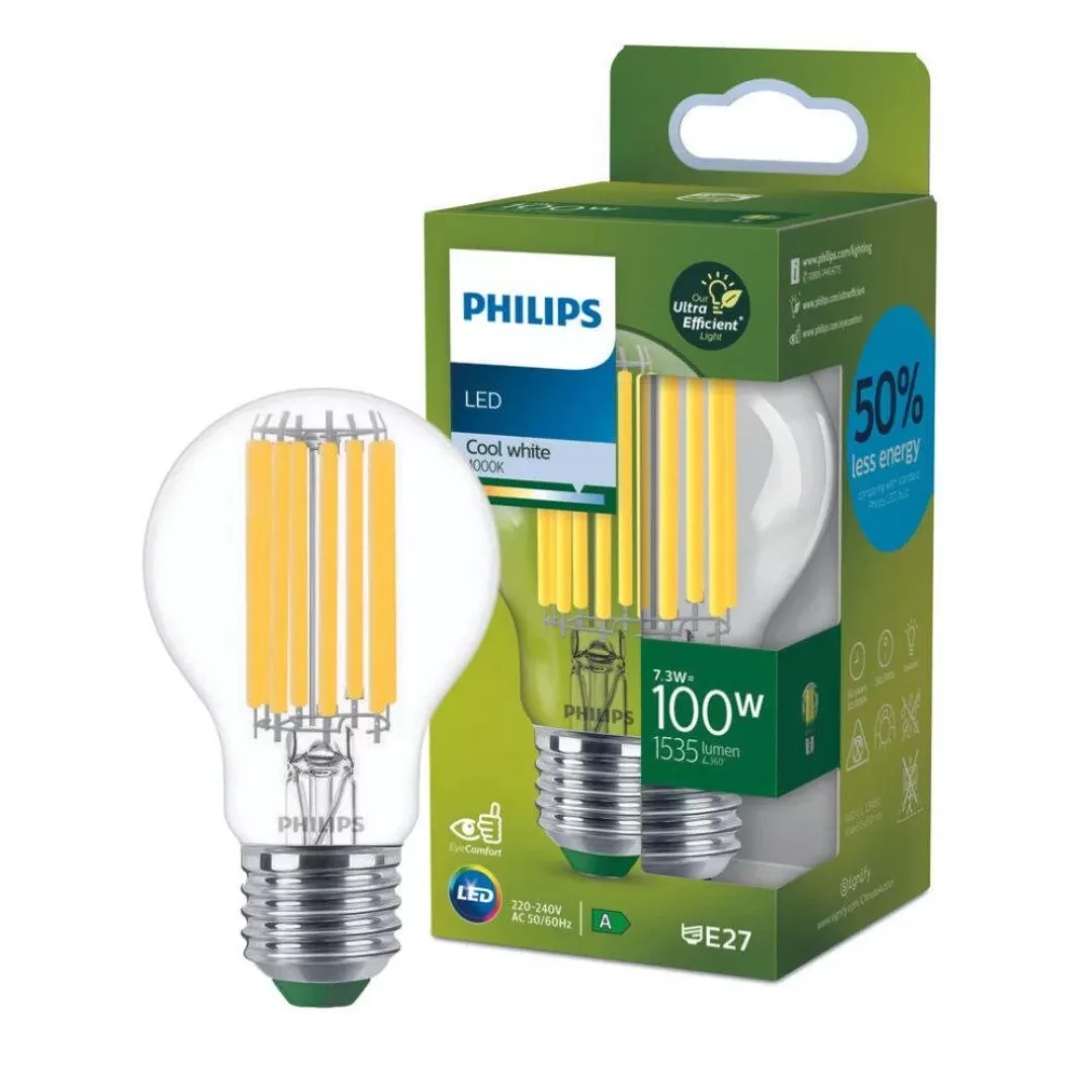 Philips Ultra Efficient LED Filament Lampe ersetzt 100W E27 Birne - A60 7,3 günstig online kaufen