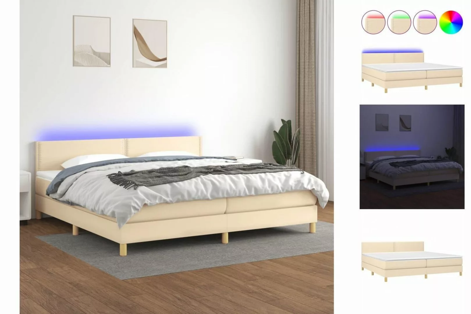 vidaXL Boxspringbett Bett Boxspringbett komplett mit Matratze & LED Stoff ( günstig online kaufen