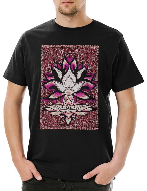 Urban Backwoods Print-Shirt Lotus And Ornaments Herren T-Shirt Chakra Yoga günstig online kaufen