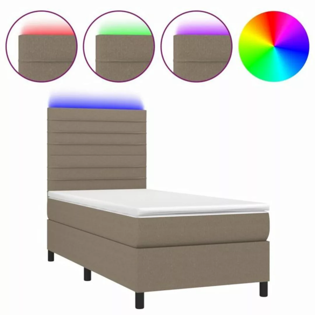 vidaXL Bettgestell Boxspringbett mit Matratze LED Taupe 100x200 cm Stoff Be günstig online kaufen