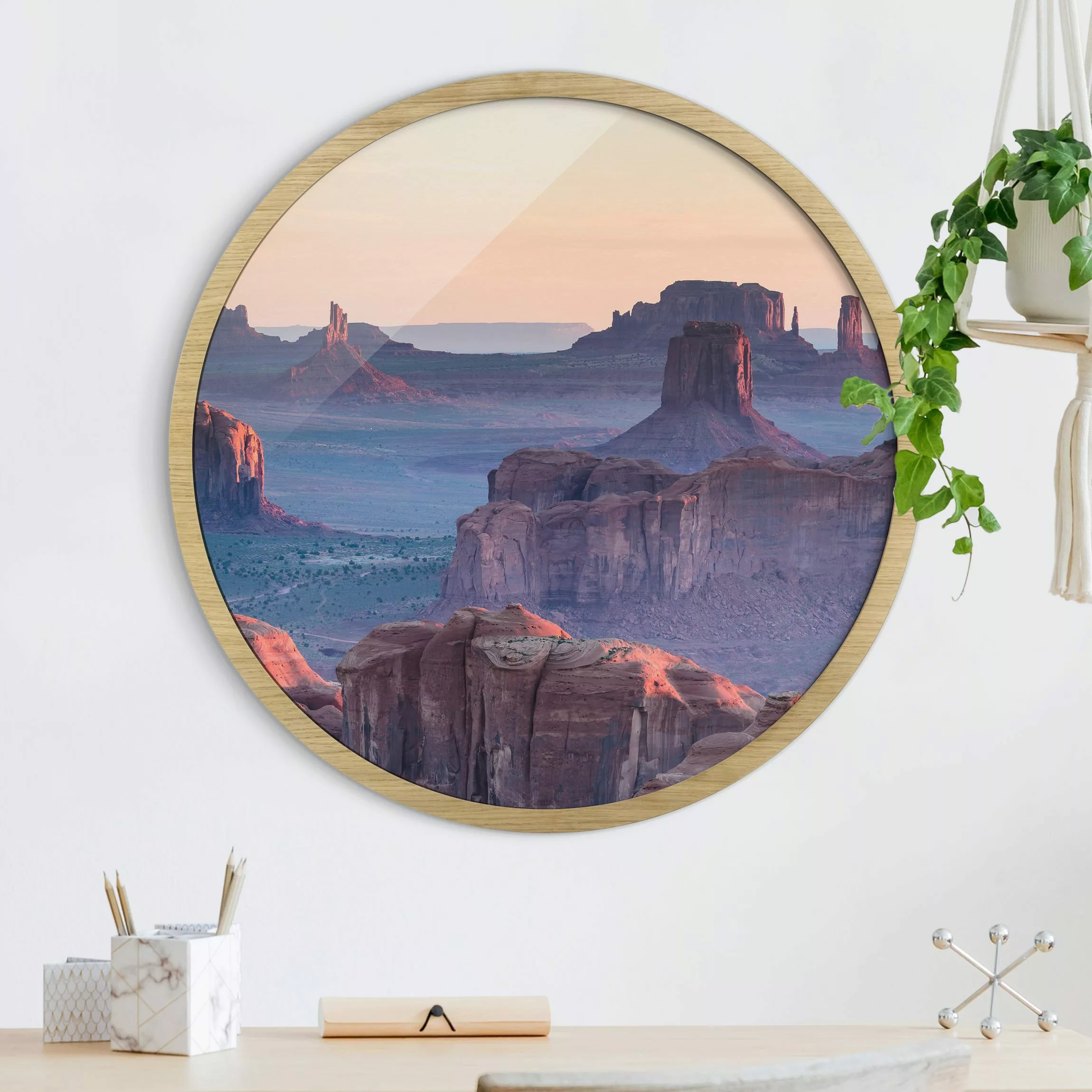 Rundes Gerahmtes Bild Sonnenaufgang in Arizona günstig online kaufen