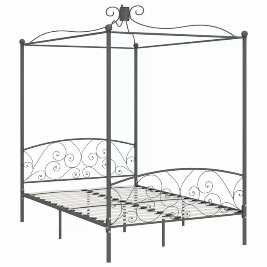 Himmelbett-gestell Grau Metall 140 X 200 Cm günstig online kaufen