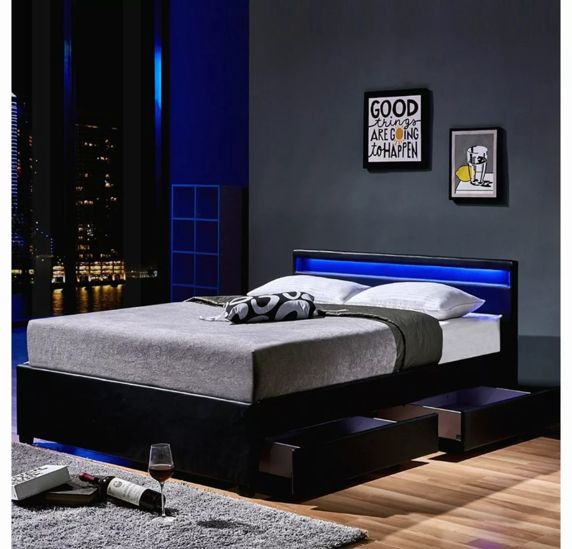 HOME DELUXE Bett LED Bett NUBE mit Schubladen (Set, 2-tlg., bett mit Schubl günstig online kaufen