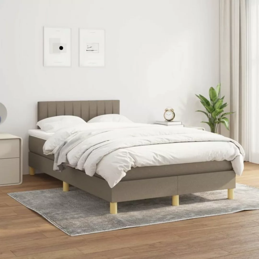 vidaXL Boxspringbett Boxspringbett mit Matratze Taupe 120x200 cm Stoff Bett günstig online kaufen