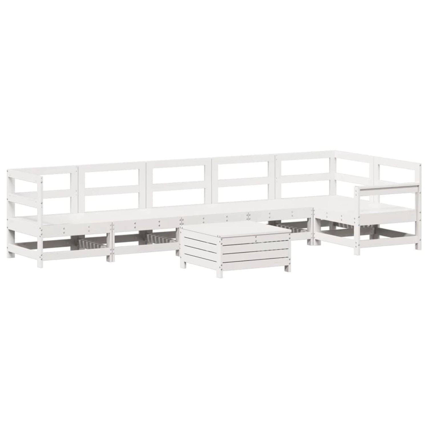 vidaXL 7-Tlg Garten-Sofagarnitur Weiß Massivholz Kiefer 3250881 günstig online kaufen