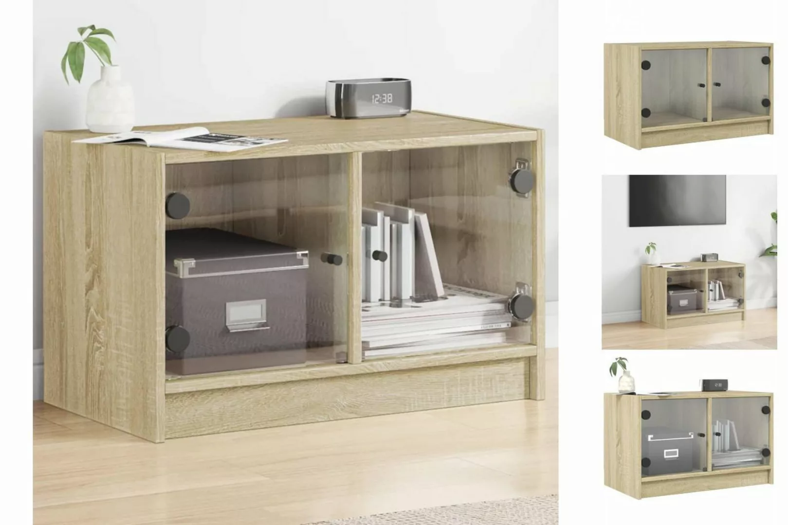 vidaXL TV-Schrank TV-Schrank mit Glastüren Sonoma-Eiche 68x37x42 cm günstig online kaufen