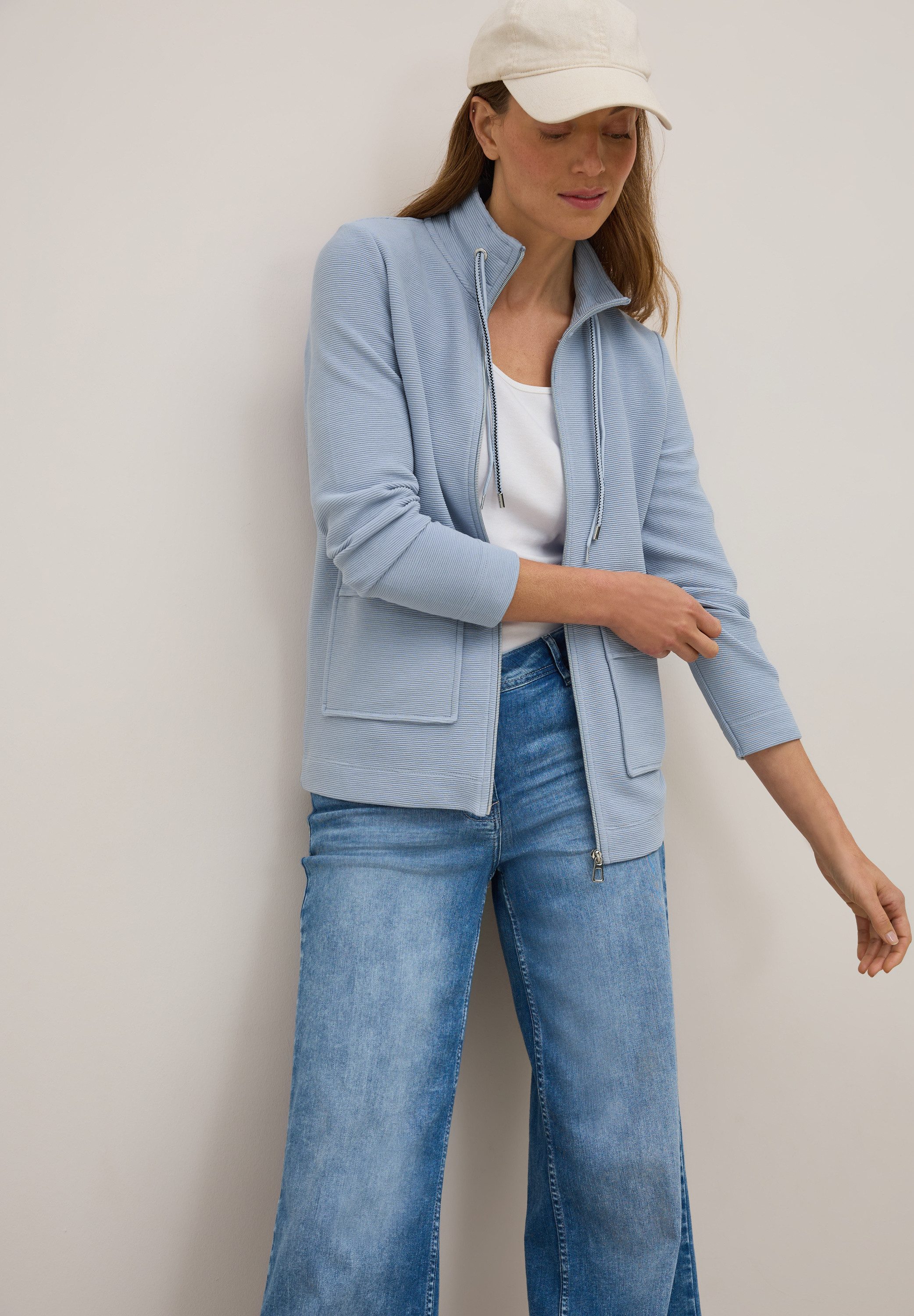 Cecil Sweatjacke, im Ottoman-Look und Stehkragen, Struktur-Optik günstig online kaufen
