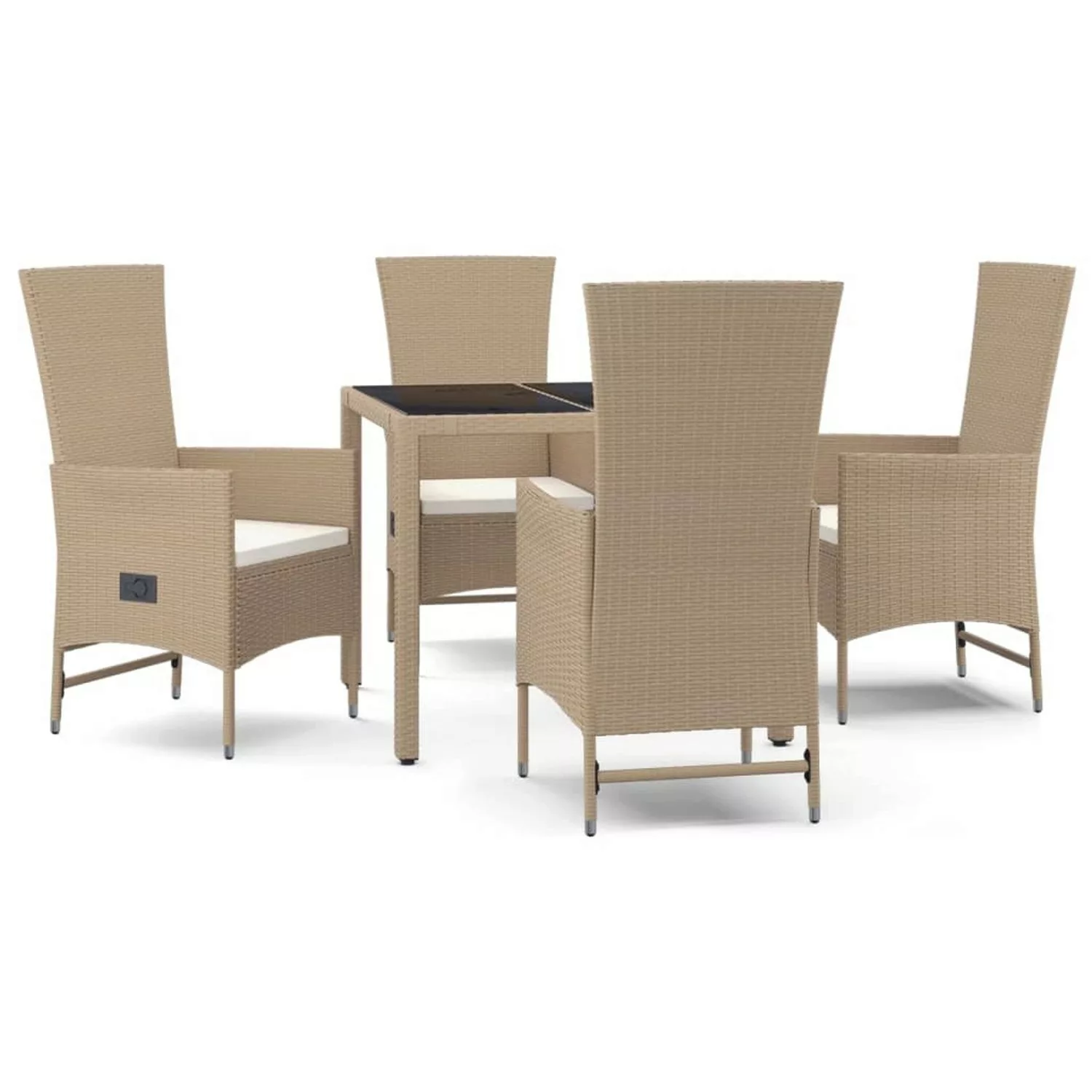 Vidaxl 5-tlg. Garten-essgruppe Mit Kissen Beige Poly Rattan günstig online kaufen