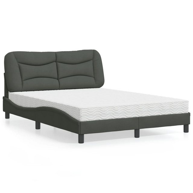 vidaXL Bett Bett mit Matratze Dunkelgrau 140x190 cm Stoff günstig online kaufen