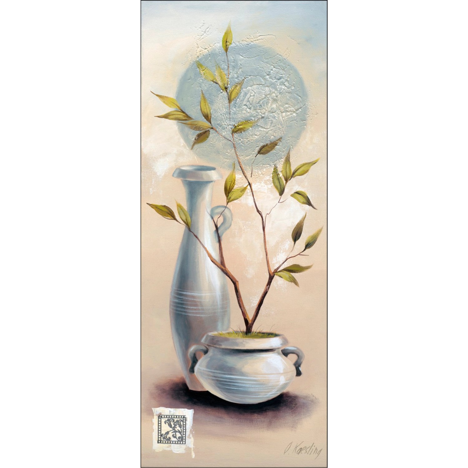 Leinwandbild Blaue Vasen III 27 cm x 77 cm günstig online kaufen