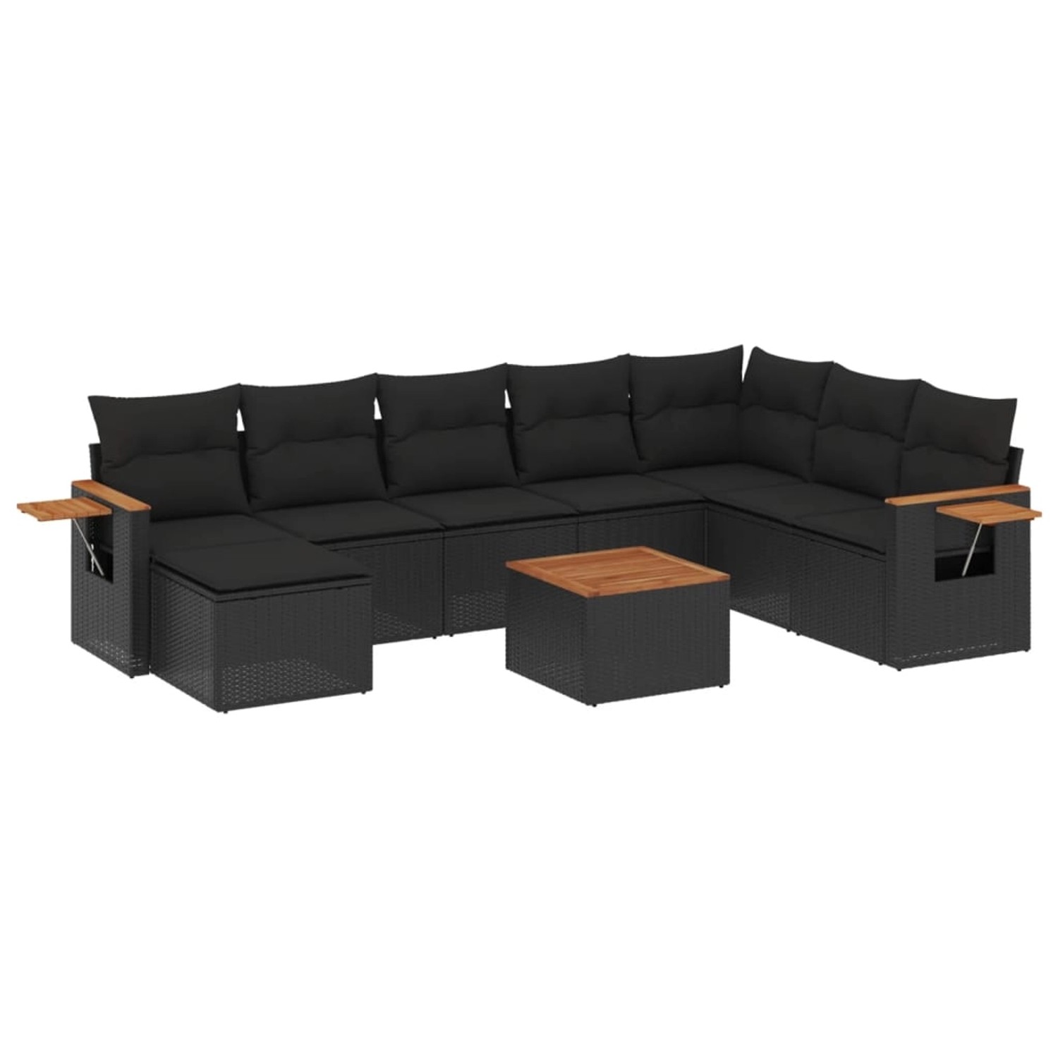 vidaXL 9-Tlg Garten-Sofagarnitur mit Kissen Schwarz Poly Rattan 3227091 günstig online kaufen
