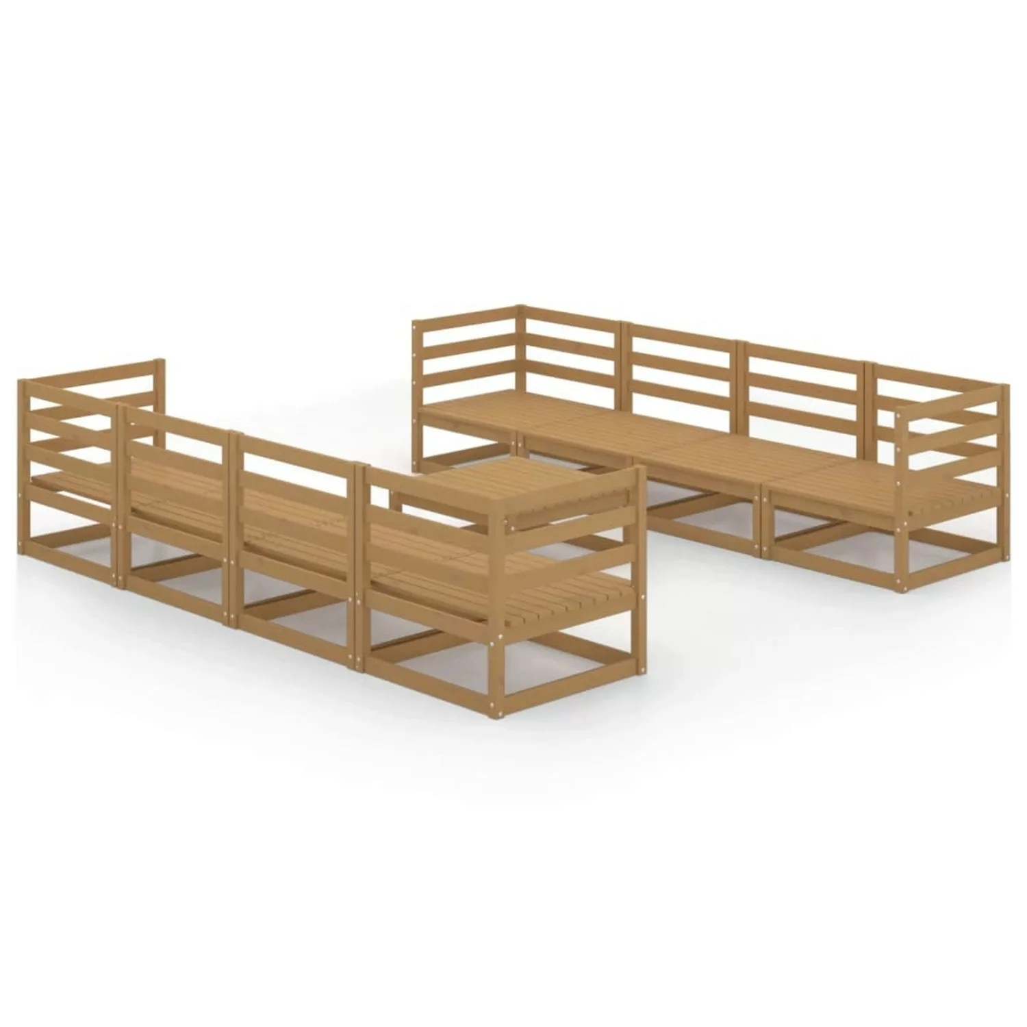 vidaXL 9-tlg Garten-Lounge-Set Honigbraun Massivholz Kiefer Modell 4 günstig online kaufen