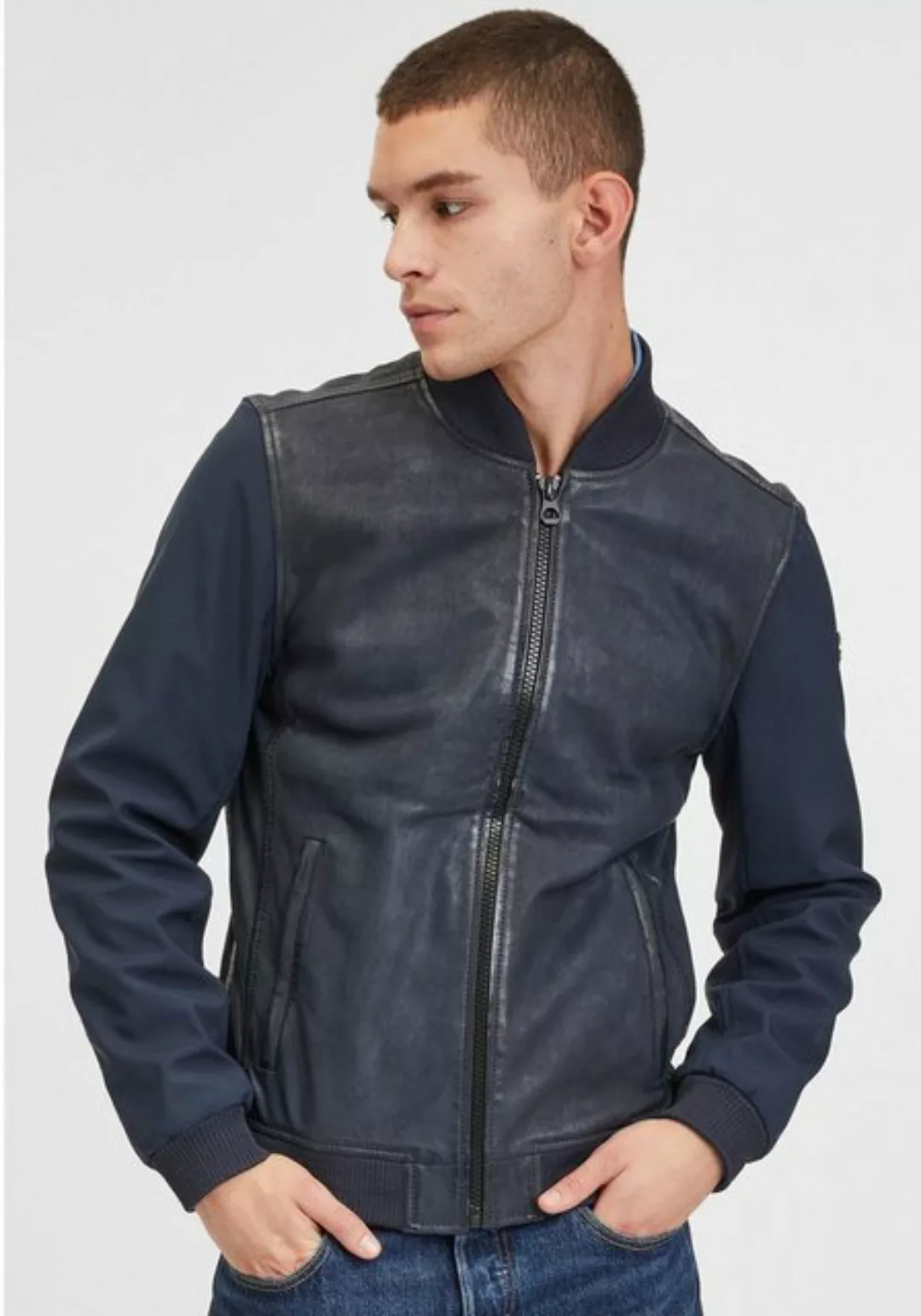 Mauritius Lederjacke GMHorizan mit Ärmel im Hybrid-Style günstig online kaufen